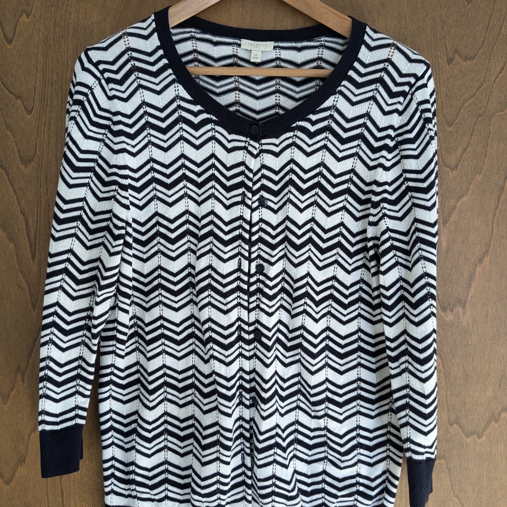 Talbots size Medium black and white sweater